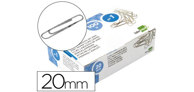 Clips liderpapel nº1 labiados 20 mm caja de 100 unidades