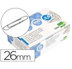 Clips liderpapel nº1,5 labiados 26 mm caja de 100 unidades