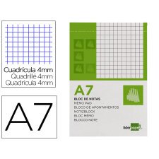 Bloc notas liderpapel cuadro 4mm a7 80 hojas 60g/m2 perforado