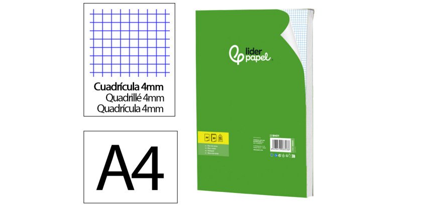 Bloc notas liderpapel liso a4 80 hojas 60g/m2