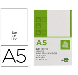 Bloc notas liderpapel liso a5 80 hojas 60g/m2 perforado