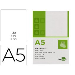 Bloc notas liderpapel liso a5 80 hojas 60g/m2 perforado