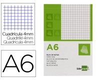 Bloc notas liderpapel cuadro 4mm a6 80 hojas 60g/m2 perforado