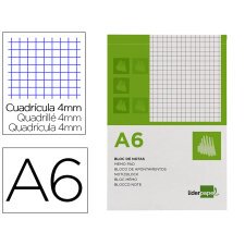 Bloc notas liderpapel cuadro 4mm a6 80 hojas 60g/m2 perforado