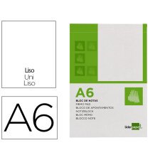 Bloc notas liderpapel liso a6 80 hojas 60g/m2 perforado