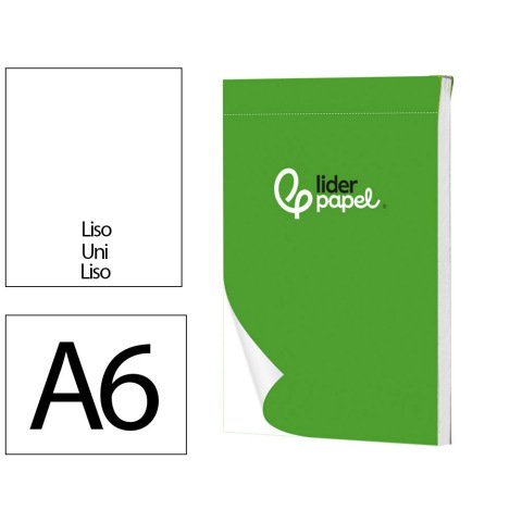 Bloc notas liderpapel liso a6 80 hojas 60g/m2 perforado
