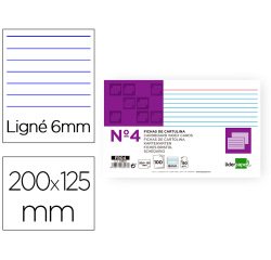 Ficha liderpapel rayada nº4 125x200 mm 180g/m2 paquete de 100 unidades