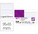 Ficha liderpapel rayada nº1 65x95 mm 180gr paquete de 100 unidades