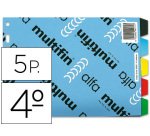 Separador multifin 3003 plastico cuarto apaisado 5 pestañas 215x155 mm