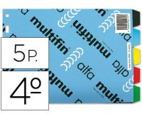 Separador multifin 3003 plastico cuarto apaisado 5 pestañas 215x155 mm