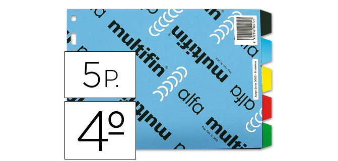 Separador multifin 3003 plastico cuarto apaisado 5 pestañas 215x155 mm