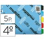 Separador multifin 3003 plastico cuarto apaisado 5 pestañas 215x155 mm