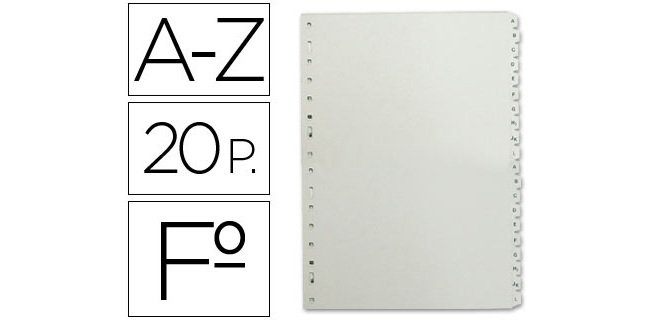 Separador alfabetico multifin 3005 plastico folio natural 20 pestañas 215x310 mm