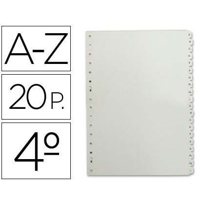 Separador alfabetico multifin 3002 plastico cuarto natural 20 pestañas 155x215 mm
