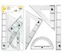 Juego escuadra y cartabon 25cm regla 30cm y semicirculo 15cm liderpapel en petaca incolora