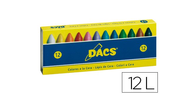 Lapices cera dacs caja de 12 unidades colores surtidos
