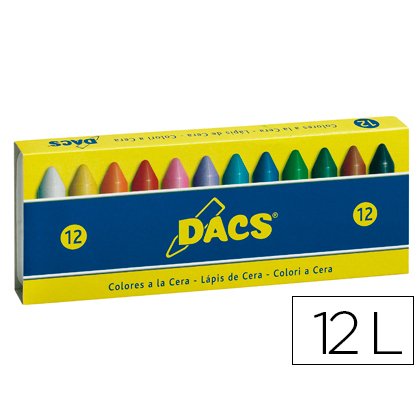Lapices cera dacs caja de 12 unidades colores surtidos