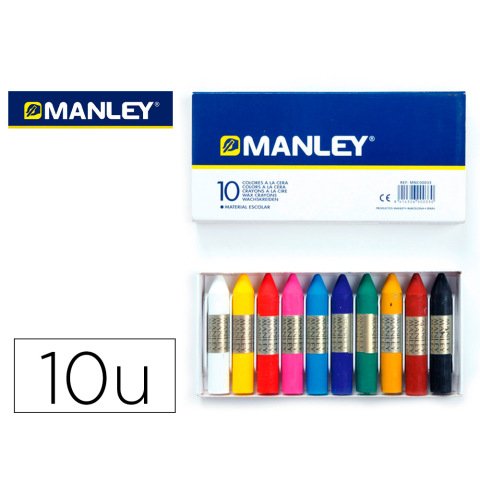 Lapices cera manley caja de 10 unidades colores surtidos