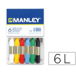 Lapices cera manley caja de 6 colores surtidos