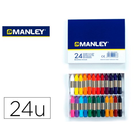 Lapices cera manley caja de 24 unidades colores surtidos