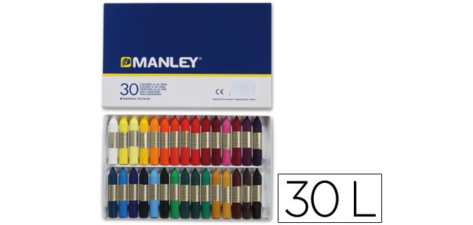 Lapices cera manley caja de 30 colores surtidos