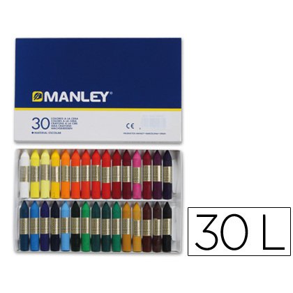 Lapices cera manley caja de 30 unidades colores surtidos