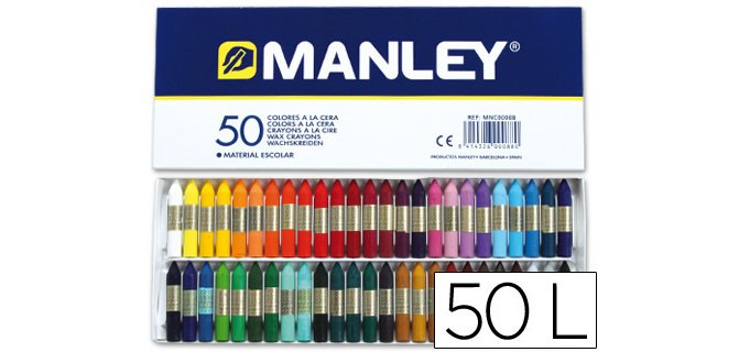 Lapices cera manley caja de 50 colores surtidos