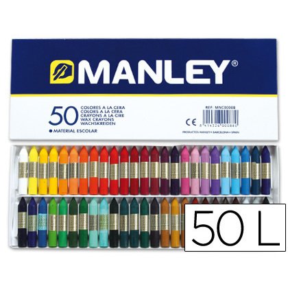 Lapices cera manley caja de 50 unidades colores surtidos
