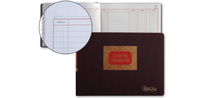 Libro miquelrius cuarto apaisado 100 hojas cuentas corrientes debe haber y saldo