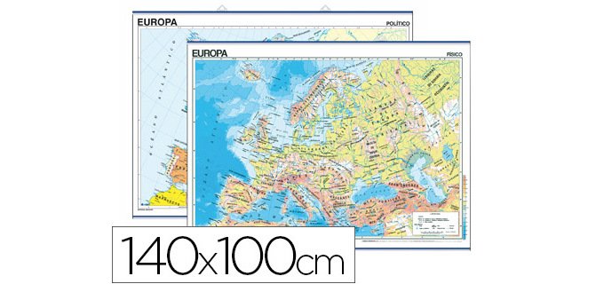 Mapa mural europa fisico/politico 140x100 cm