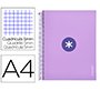 Cuaderno espiral a4 micro antartik tapa forrada 120h 90 gr cuadro 5mm 5 bandas 4 taladros color lavanda