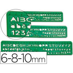 Normografo escolar domingo ferrer 6/8/10 mm plastico verde juego de 3 unidades