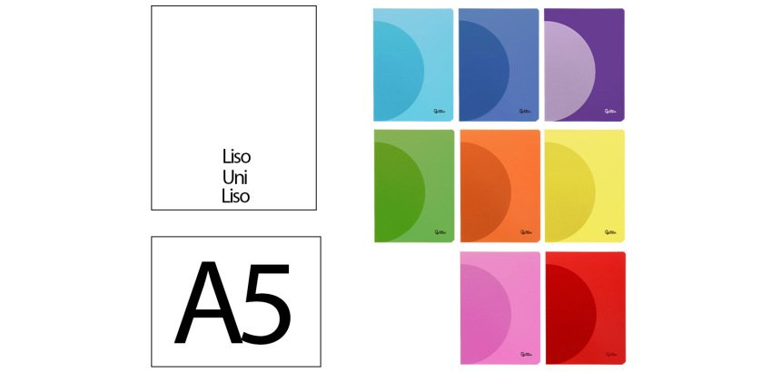 Libreta liderpapel 360 tapa de plastico a5 48 hojas 90gr lisa sin margen colores surtidos