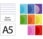 Libreta liderpapel 360 tapa de plastico a5 48 hojas 90gr horizontal con margen colores surtidos