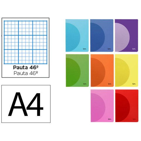 Libreta liderpapel 360 tapa de plastico a4 48 hojas 90gr rayado nº46 colores surtidos