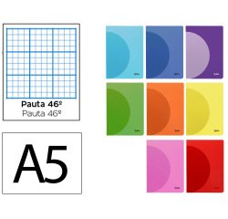 Libreta liderpapel 360 tapa de plastico a5 48 hojas 90gr rayado nº46 colores surtidos