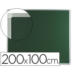Pizarra verde q-connect mural marco de aluminio 200x100 cm sin repisa