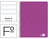 Cuaderno espiral liderpapel folio write tapa blanda 80h 60gr pauta 2,5 mm con margen color rosa