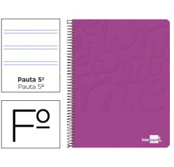 Cuaderno espiral liderpapel folio write tapa blanda 80h 60gr pauta 2,5 mm con margen color rosa