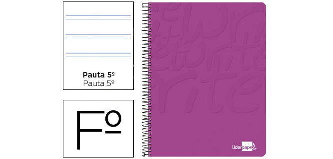 Cuaderno espiral liderpapel folio write tapa blanda 80h 60gr pauta 2,5 mm con margen color rosa