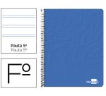 Cuaderno espiral liderpapel folio write tapa blanda 80h 60gr pauta 2,5 mm con margen color azul
