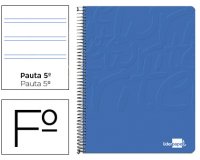 Cuaderno espiral liderpapel folio write tapa blanda 80h 60gr pauta 2,5 mm con margen color azul