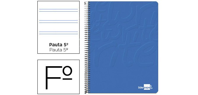 Cuaderno espiral liderpapel folio write tapa blanda 80h 60gr pauta 2,5 mm con margen color azul