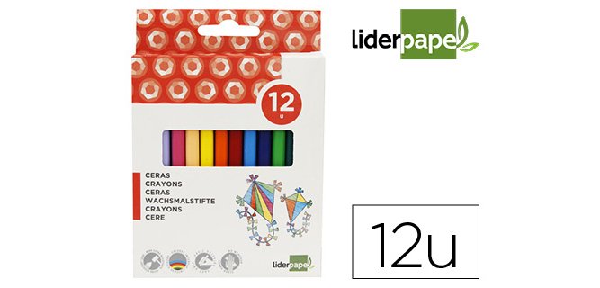 Lapices cera liderpapel caja de 12 unidades colores surtidos