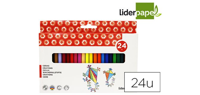 Lapices cera liderpapel caja de 24 unidades colores surtidos