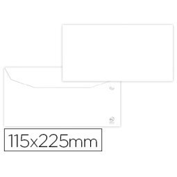 Sobre liderpapel blanco 115x225 mm solapa engomada papel offset 80 gr caja de 500 unidades