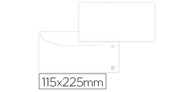 Sobre liderpapel blanco 115x225 mm solapa engomada papel offset 80 gr caja de 500 unidades