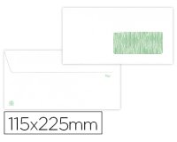 Sobre liderpapel blanco 115x225 mm ventana derecha solapa tira silicona reciclado 90 gr caja de 500 unidades