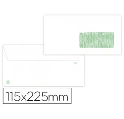 Sobre liderpapel blanco 115x225 mm ventana derecha solapa tira silicona reciclado 90 gr caja de 500 unidades