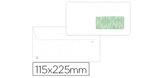 Sobre liderpapel blanco 115x225 mm ventana derecha solapa tira silicona reciclado 90 gr caja de 500 unidades